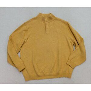 Talbots Men's Sweater Size Large Yellow Mock Neck Henley Pullover